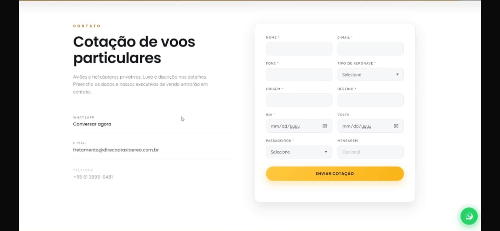 Estrutura da empresa — Direção Táxi Aéreo