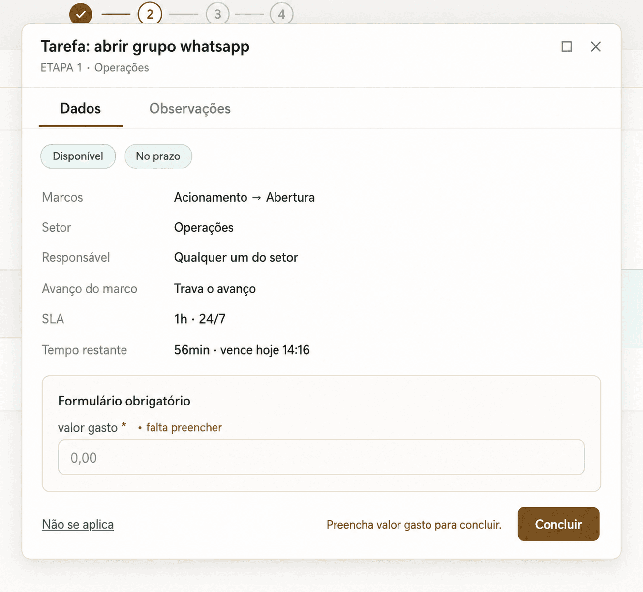 Painel administrativo — Obras Telecom